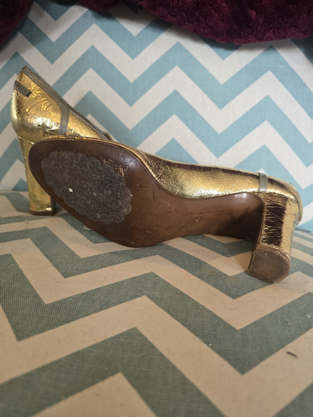 J. Crew Gold Metallic Mid Heel Pumps